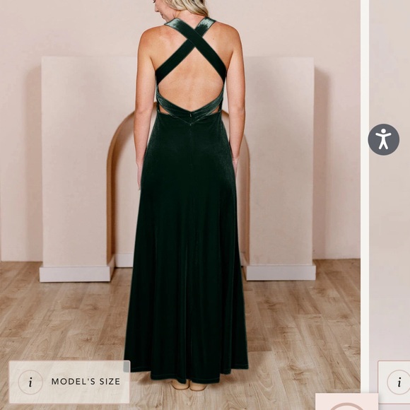 Emerald Green Crushed Velvet Dress - SIZE 8 - Picture 2 of 6